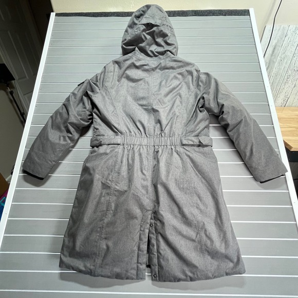 Eddie Bauer WeatherEdge Gray Herringbone Down Parka Hooded Winter Coat Womens L - Picture 9 of 13